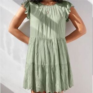 Wilfred Aritzia Green Sidonie‎ Dress Tiered Babydoll Dress Size XS